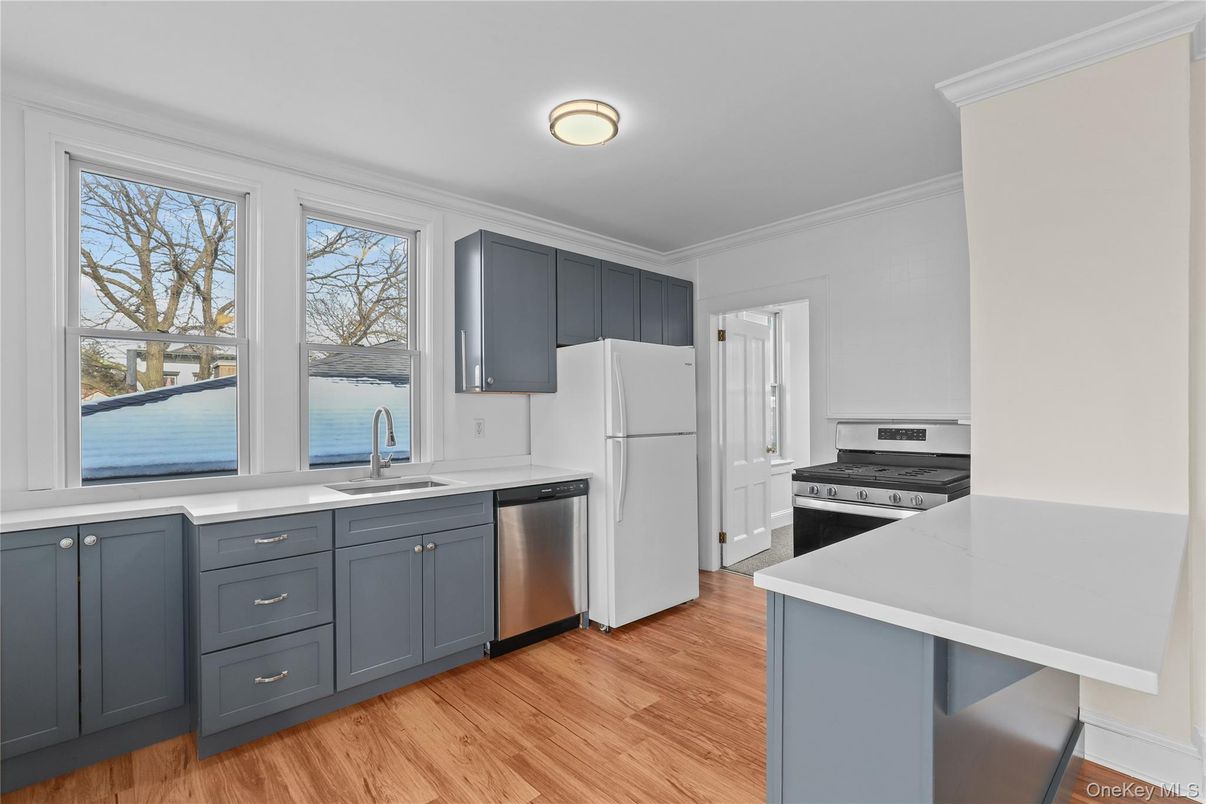 Interior, Kitchen, Stainless Steel Appliances, Wood Texture Flooring