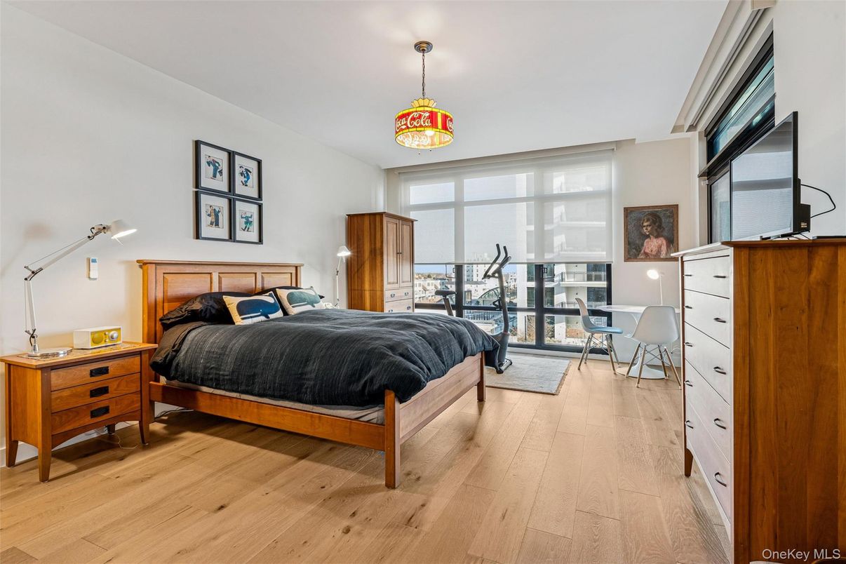 Bedroom, Home Office, Interior, Pendant Lights, Wood Texture Flooring