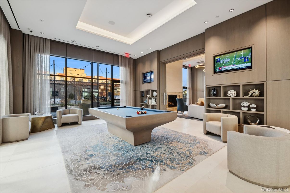 Billiard Table, Game Room, Interior, Recessed Lighting, Wooden Walls