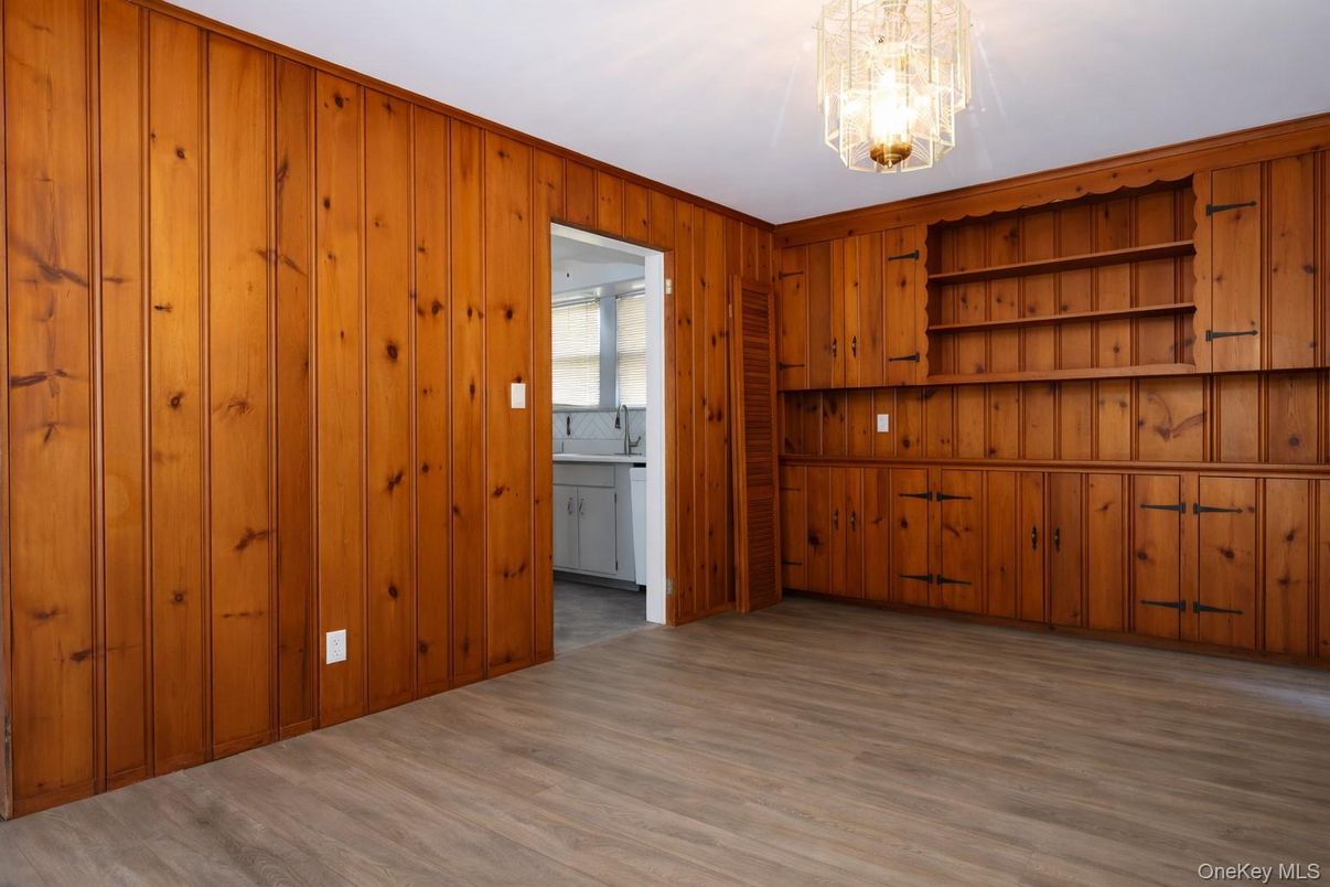 Chandelier, Empty room, Interior, Wood Texture Flooring, Wooden Walls