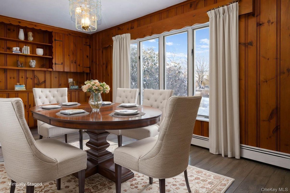 Chandelier, Dining room, Interior, Wood Texture Flooring, Wooden Walls