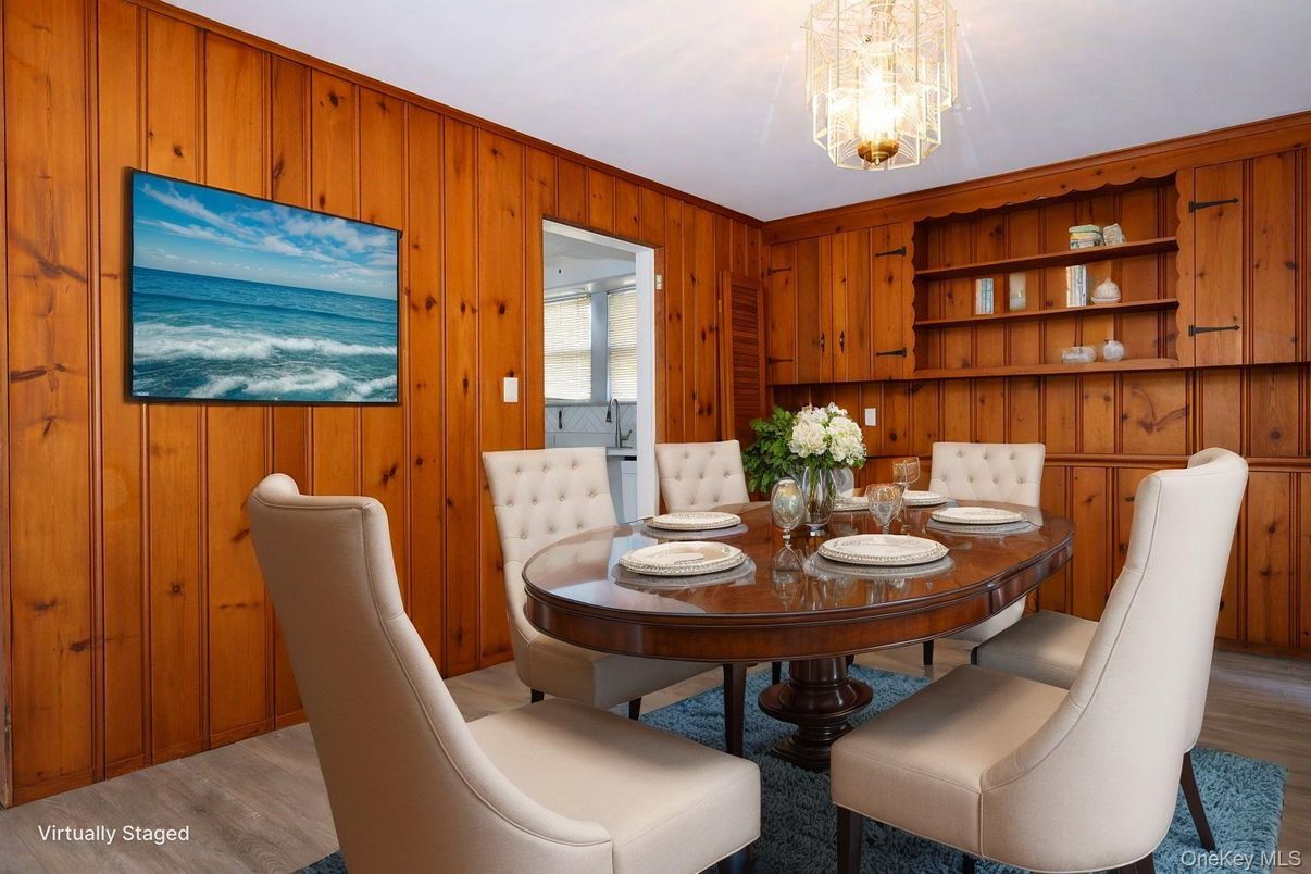 Chandelier, Dining room, Interior, Wood Texture Flooring, Wooden Walls