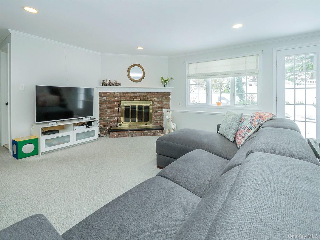 Fireplace, Interior, Living room, Recessed Lighting, Stone Walls