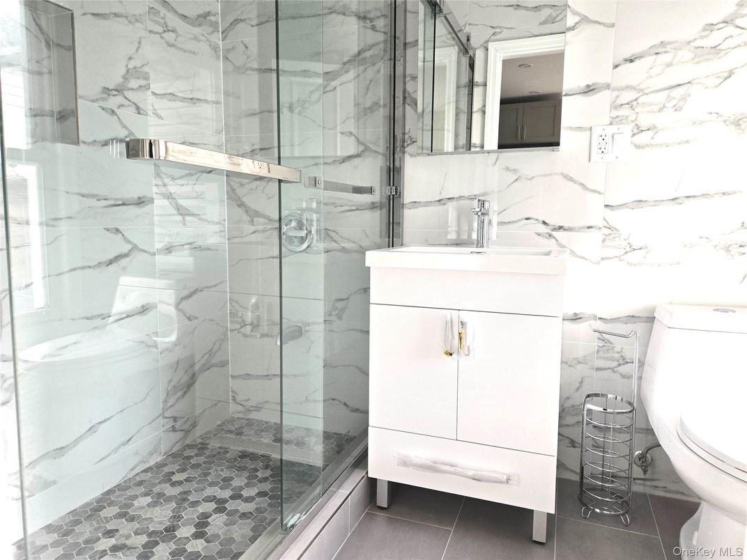 Bathroom, Glass Shower, Interior, Marble Walls