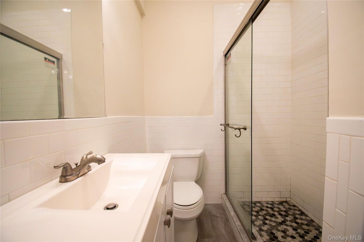 Bathroom, Glass Shower, Interior, Wood Texture Flooring