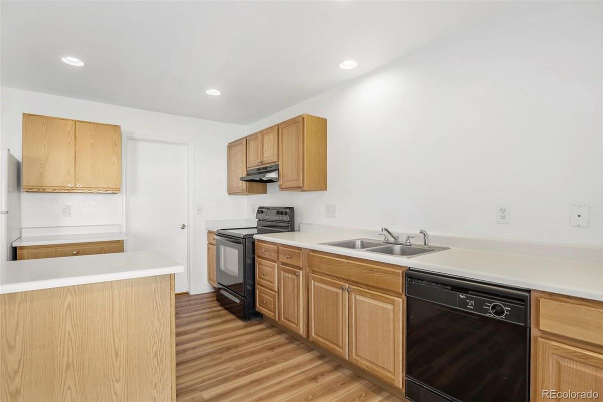 Interior, Kitchen, Recessed Lighting, Wood Texture Flooring