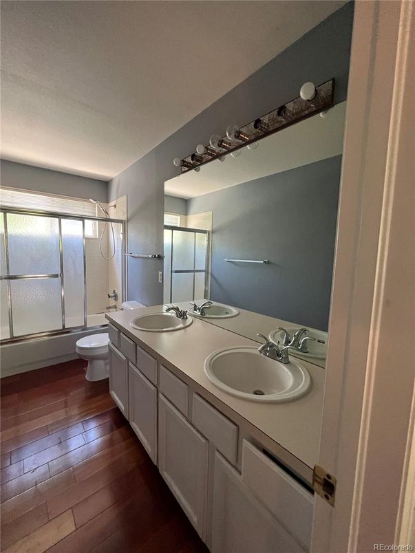 Bathroom, Dual Sink Vanities, Interior, Wood Texture Flooring