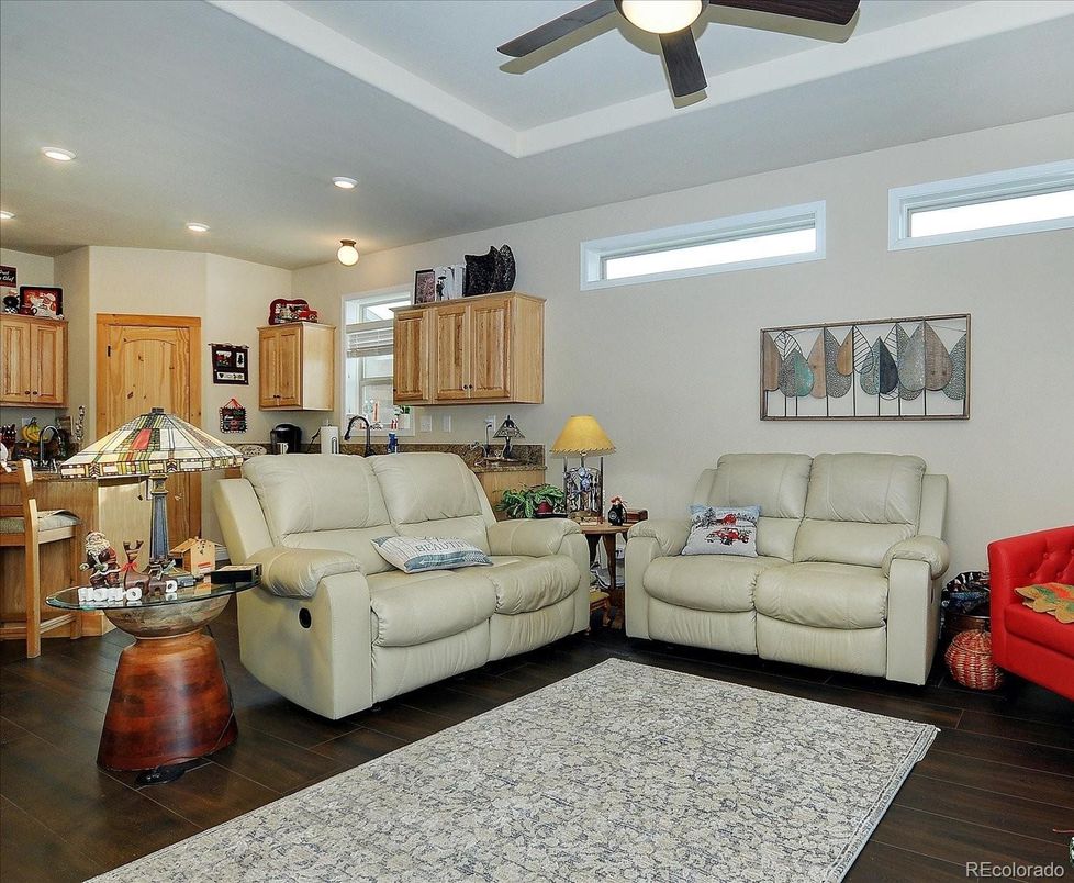 Interior, Kitchen, Living room, Recessed Lighting, Wood Texture Flooring