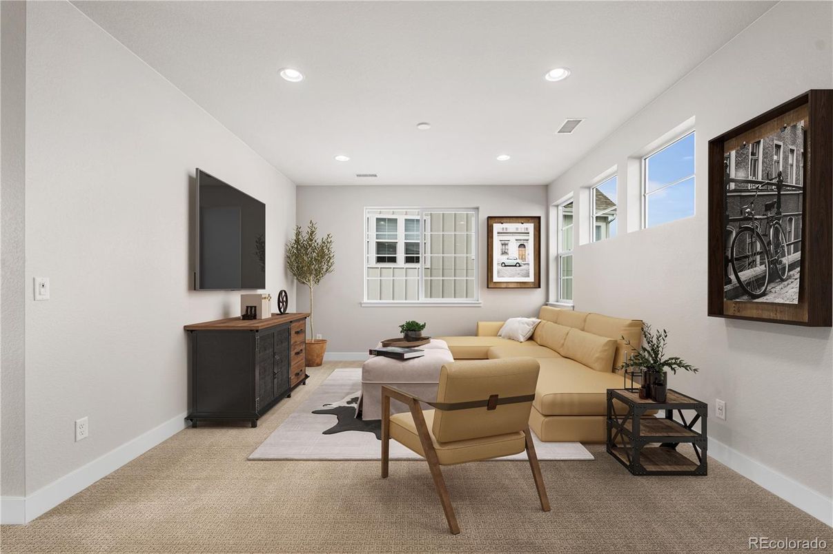Interior, Living room, Recessed Lighting