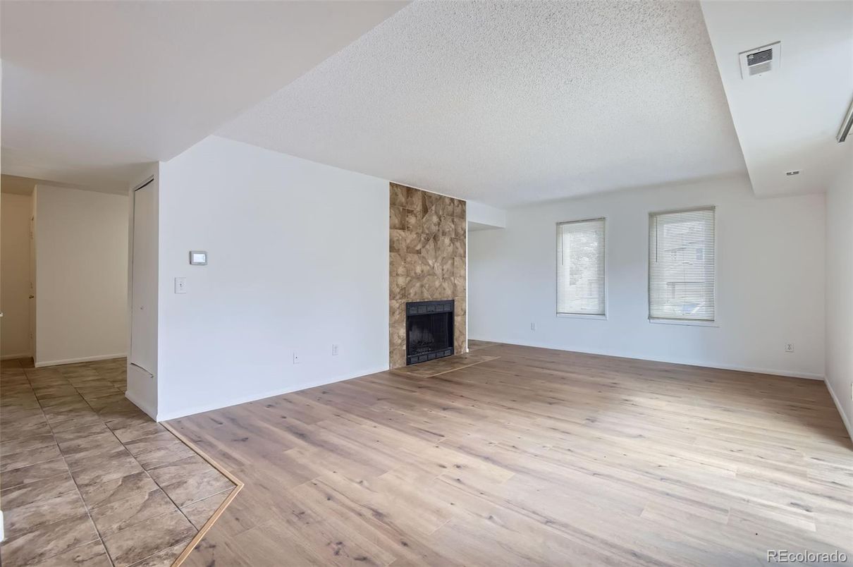 Empty room, Fireplace, Interior, Wood Texture Flooring