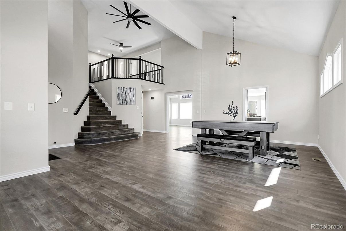 Game Room, Interior, Pendant Lights, Wood Texture Flooring