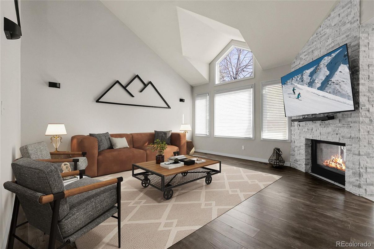 Fireplace, Interior, Living room, Wood Texture Flooring