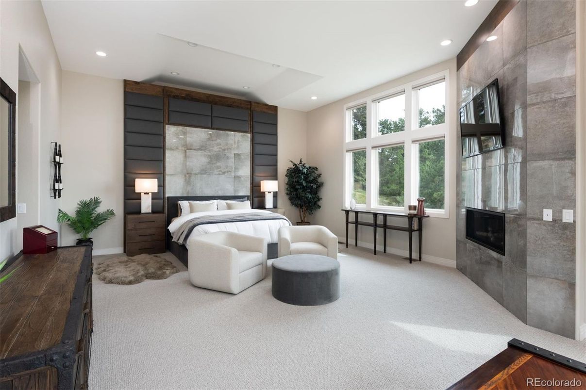 Bedroom, Fireplace, Interior, Recessed Lighting