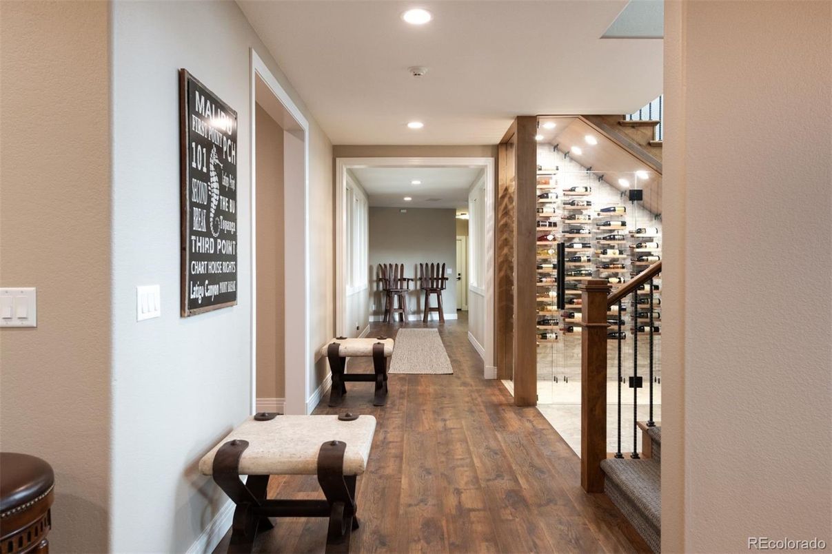 Interior, Recessed Lighting, Wine Storage, Wood Texture Flooring