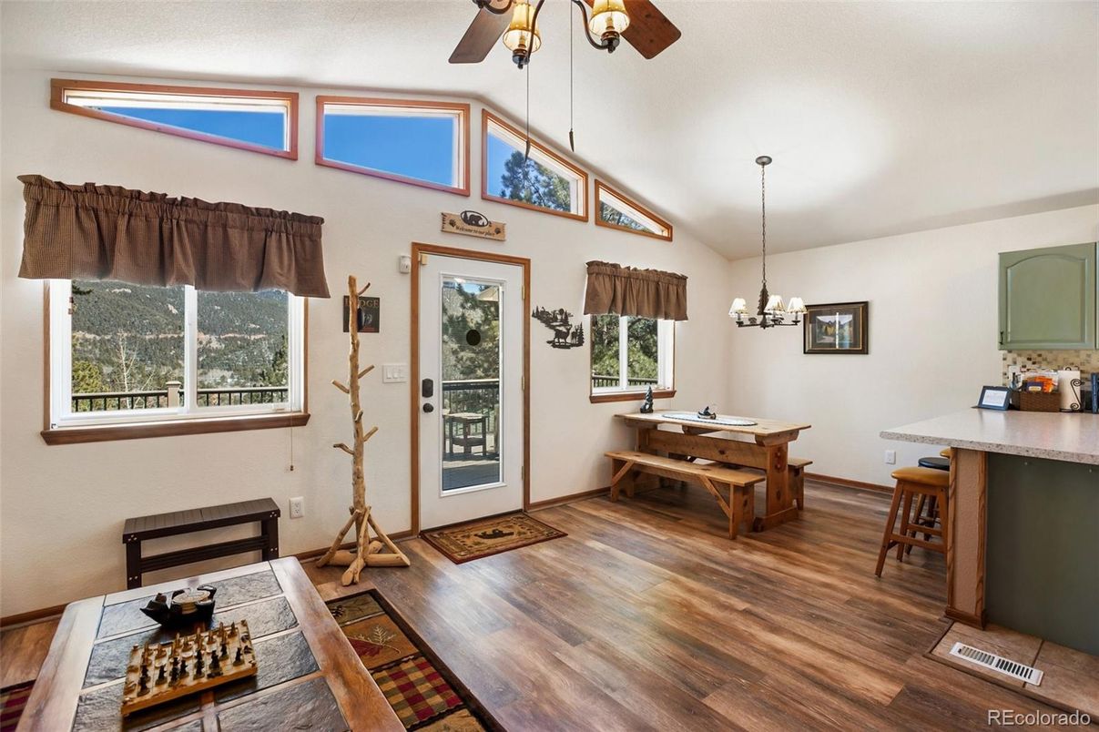 Chandelier, Dining room, Game Room, Interior, Wood Texture Flooring