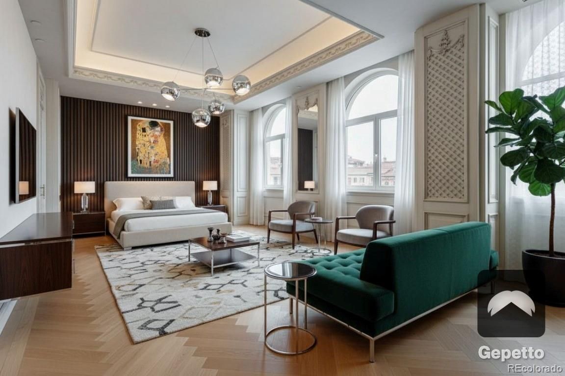 Interior, Living room, Pendant Lights, Recessed Lighting, Wood Texture Flooring