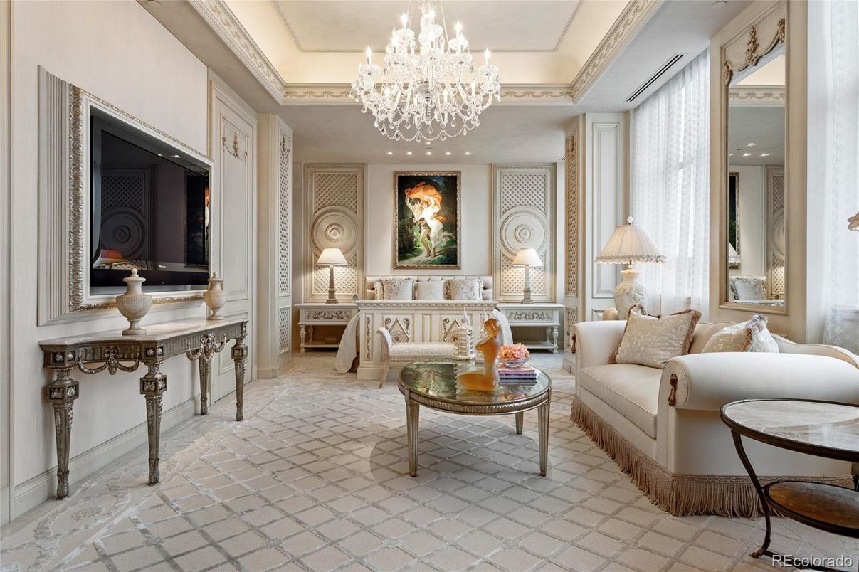 Chandelier, Interior, Living room, Recessed Lighting