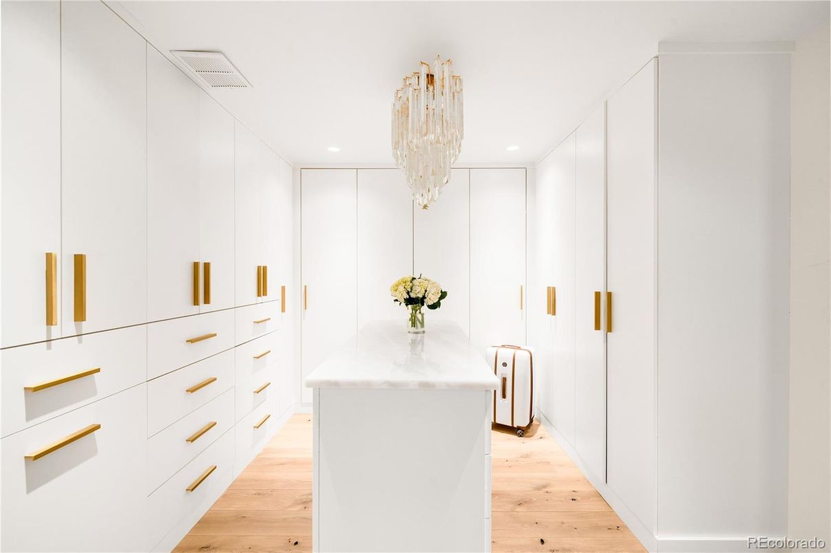 Chandelier, Interior, Recessed Lighting, Walk-in Closets, Wood Texture Flooring