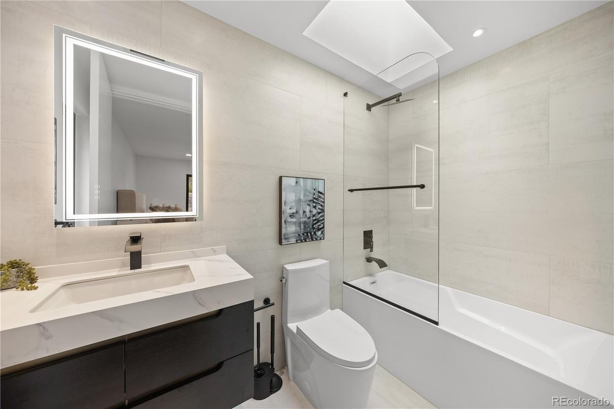 Bathroom, Glass Shower, Interior, Recessed Lighting