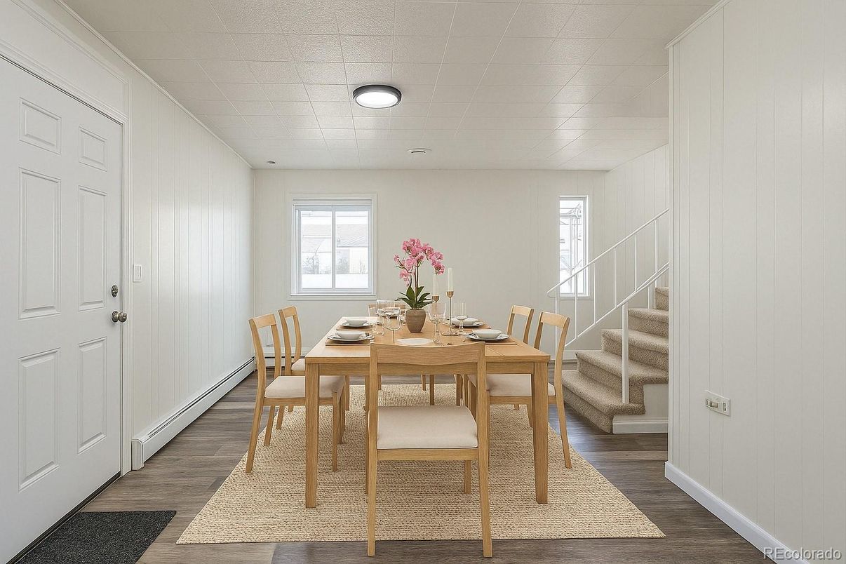 Dining room, Interior, Wood Texture Flooring