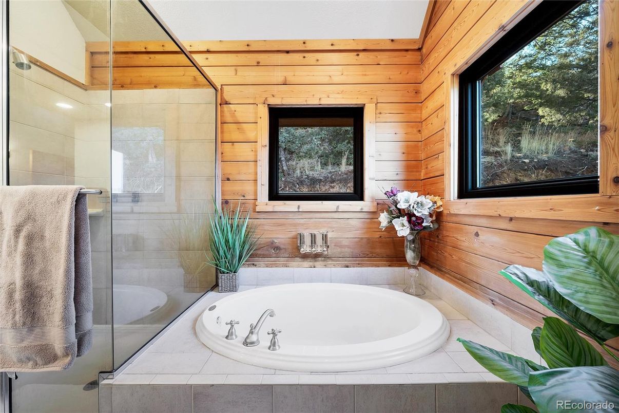 Bathroom, Glass Shower, Interior, Wooden Walls