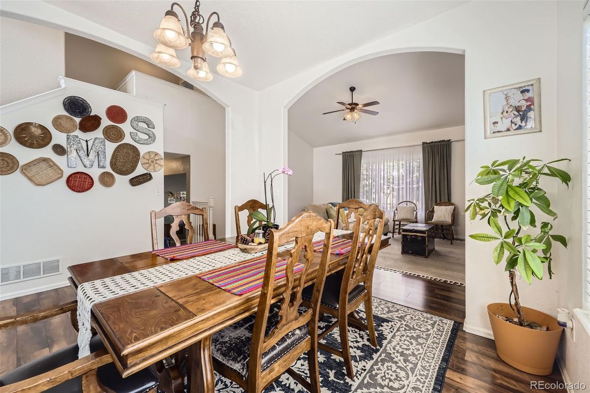 Chandelier, Dining room, Interior, Wood Texture Flooring