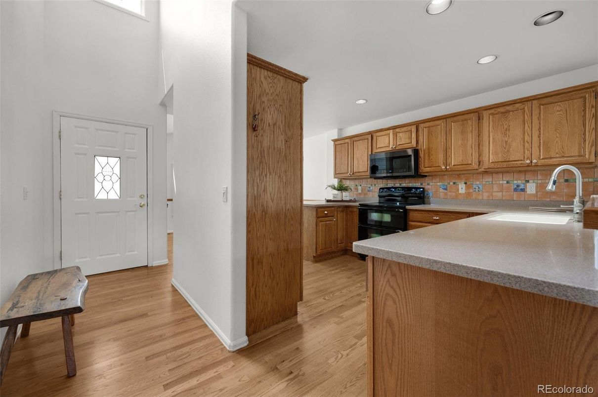 Interior, Kitchen, Recessed Lighting, Wood Texture Flooring