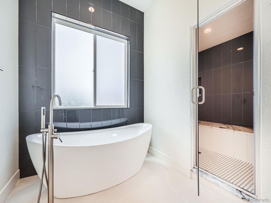 Bathroom, Free Standing Baths, Glass Shower, Interior, Recessed Lighting