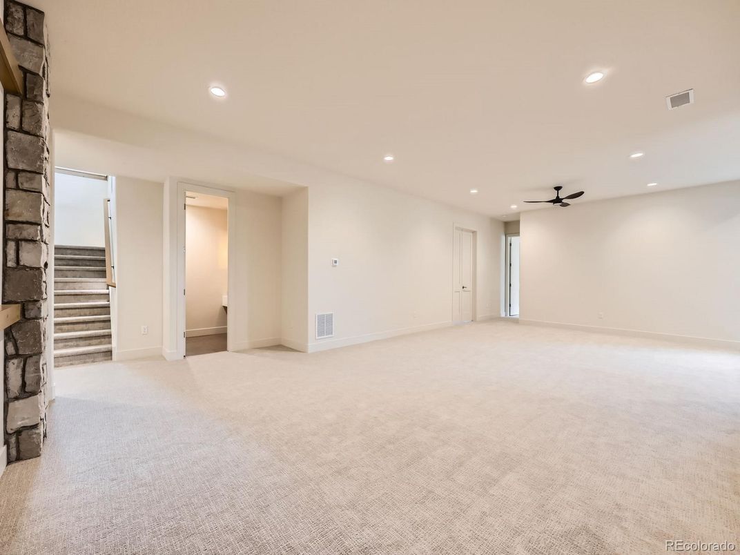 Empty room, Fireplace, Interior, Recessed Lighting
