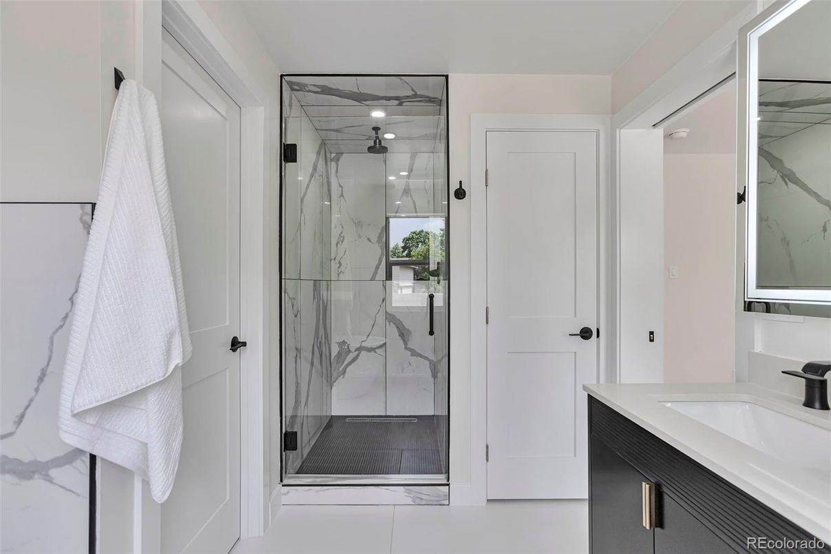 Bathroom, Glass Shower, Interior, Marble Walls