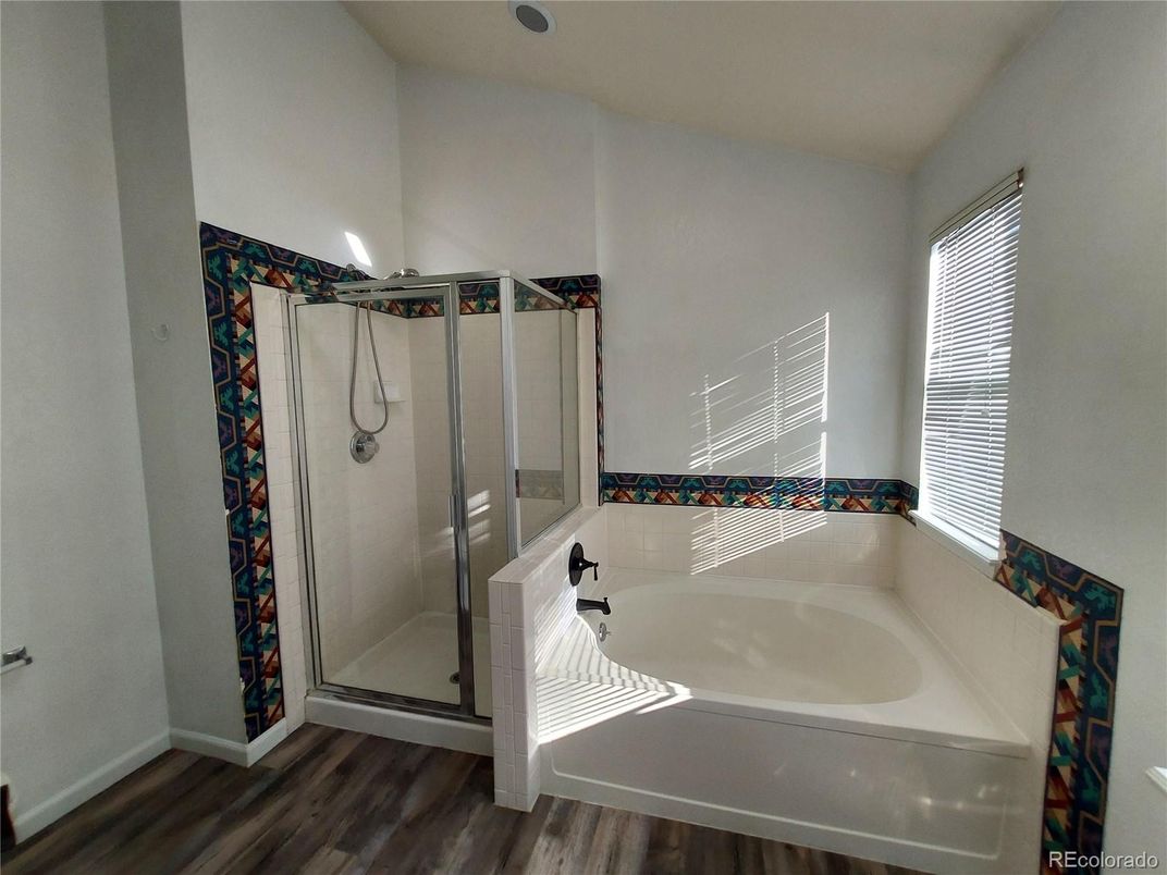 Bathroom, Glass Shower, Interior, Wood Texture Flooring