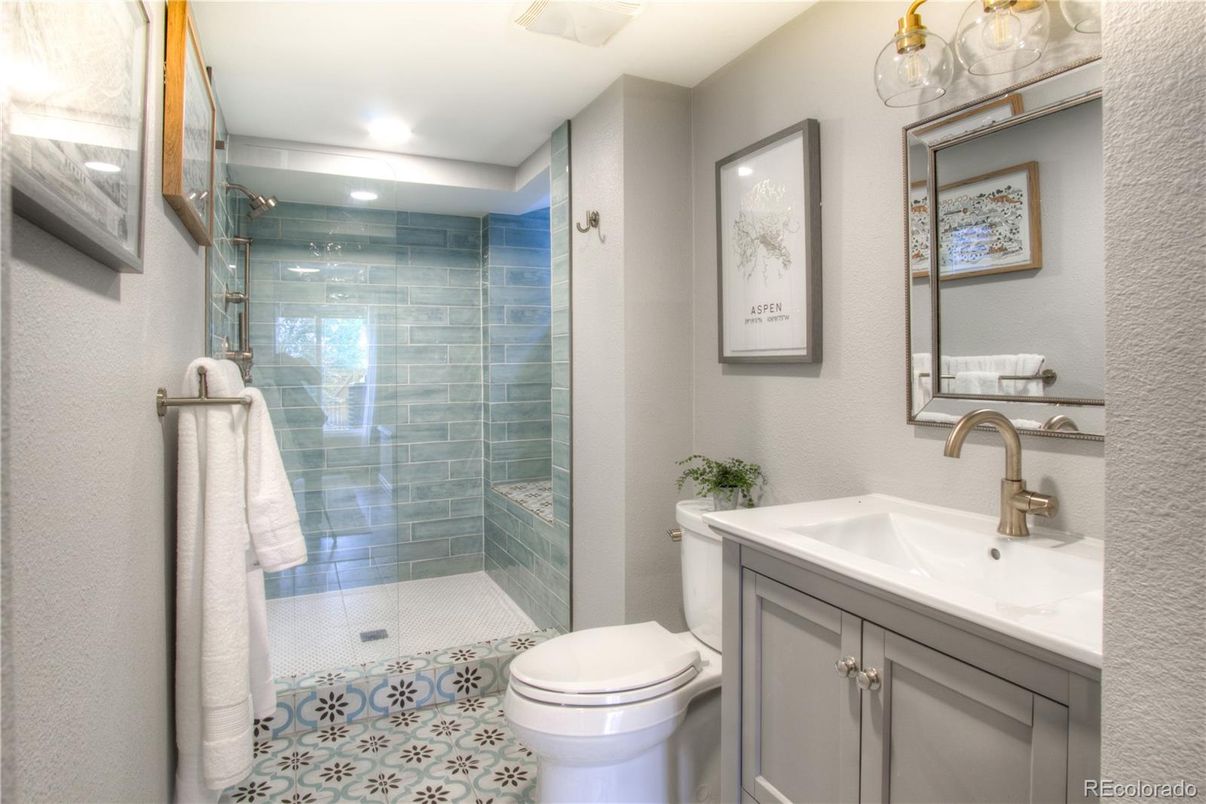 Bathroom, Glass Shower, Interior, Recessed Lighting