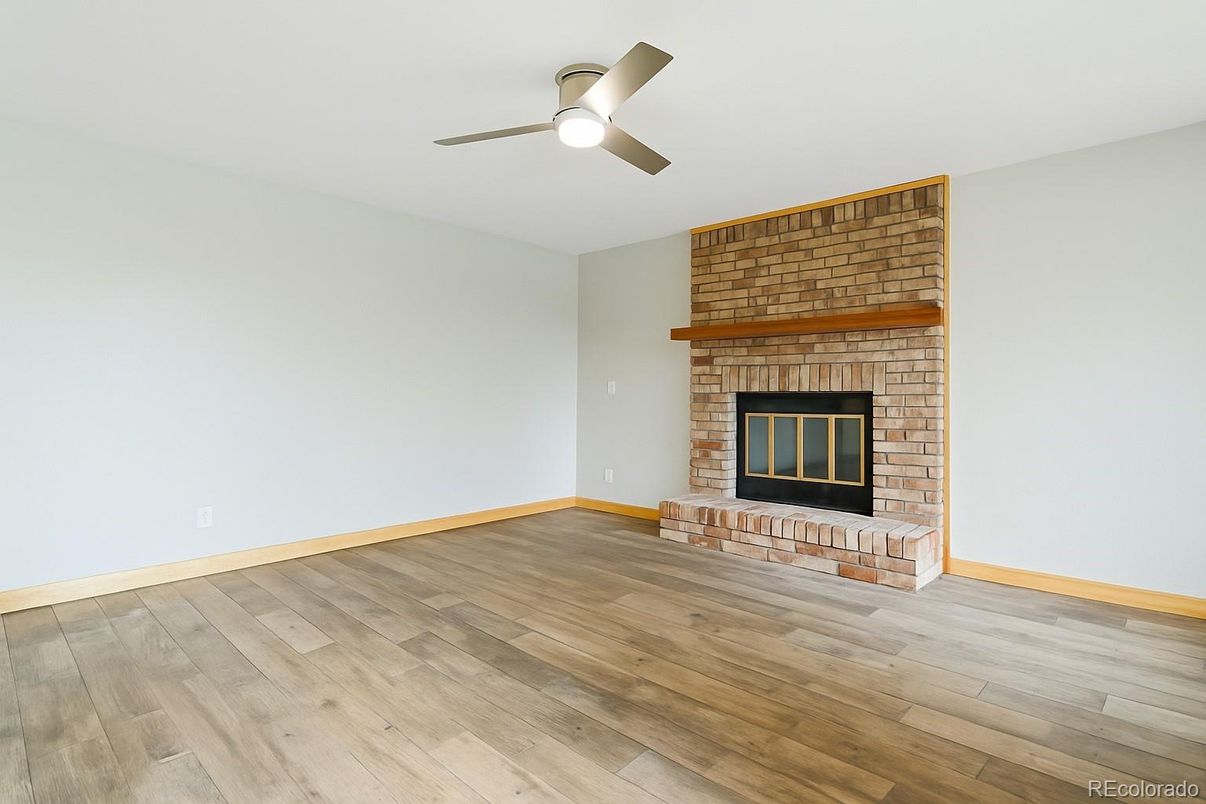 Empty room, Fireplace, Interior, Wood Texture Flooring