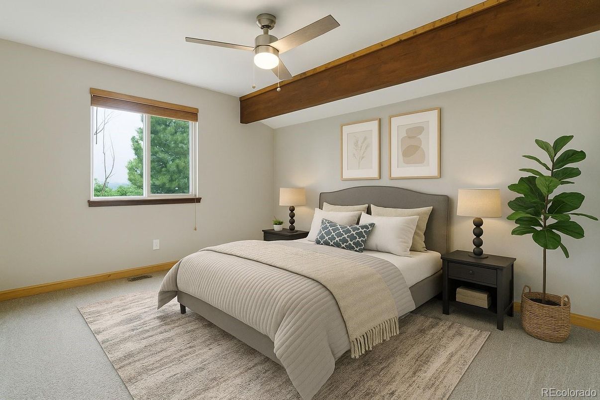 Bedroom, Interior, Wooden Beams