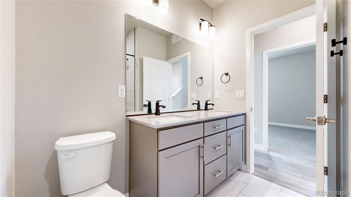 Bathroom, Dual Sink Vanities, Interior, Wood Texture Flooring