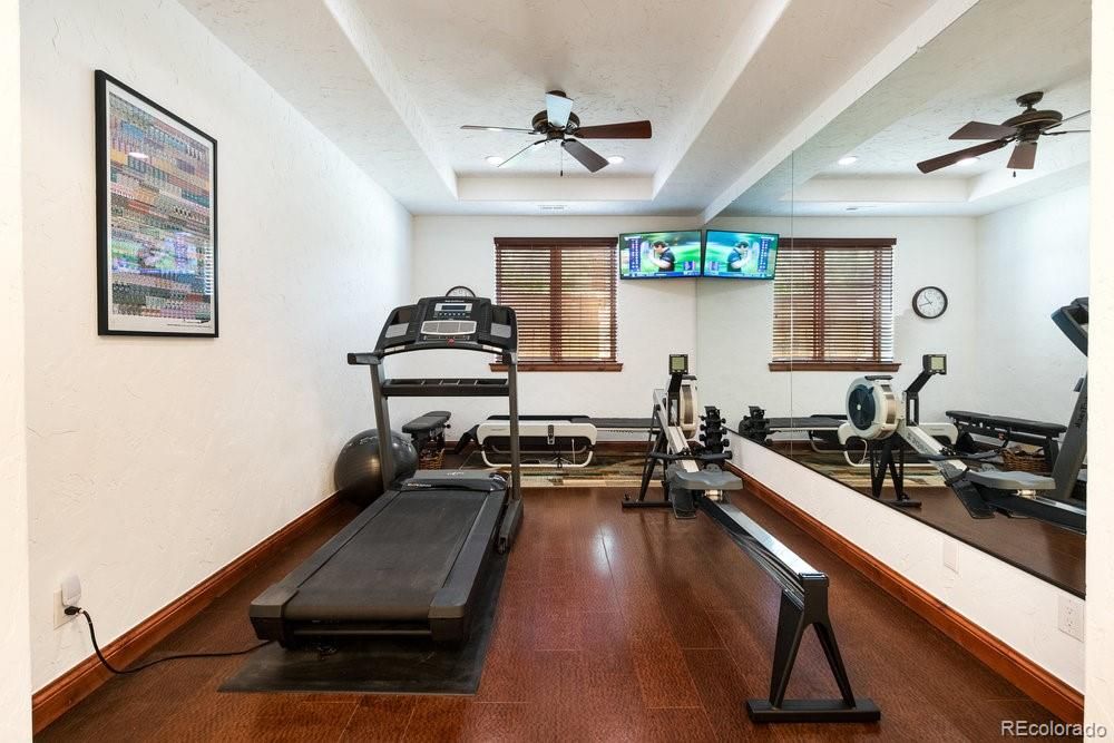 Fitness Equipment, Interior, Recessed Lighting, Wood Texture Flooring