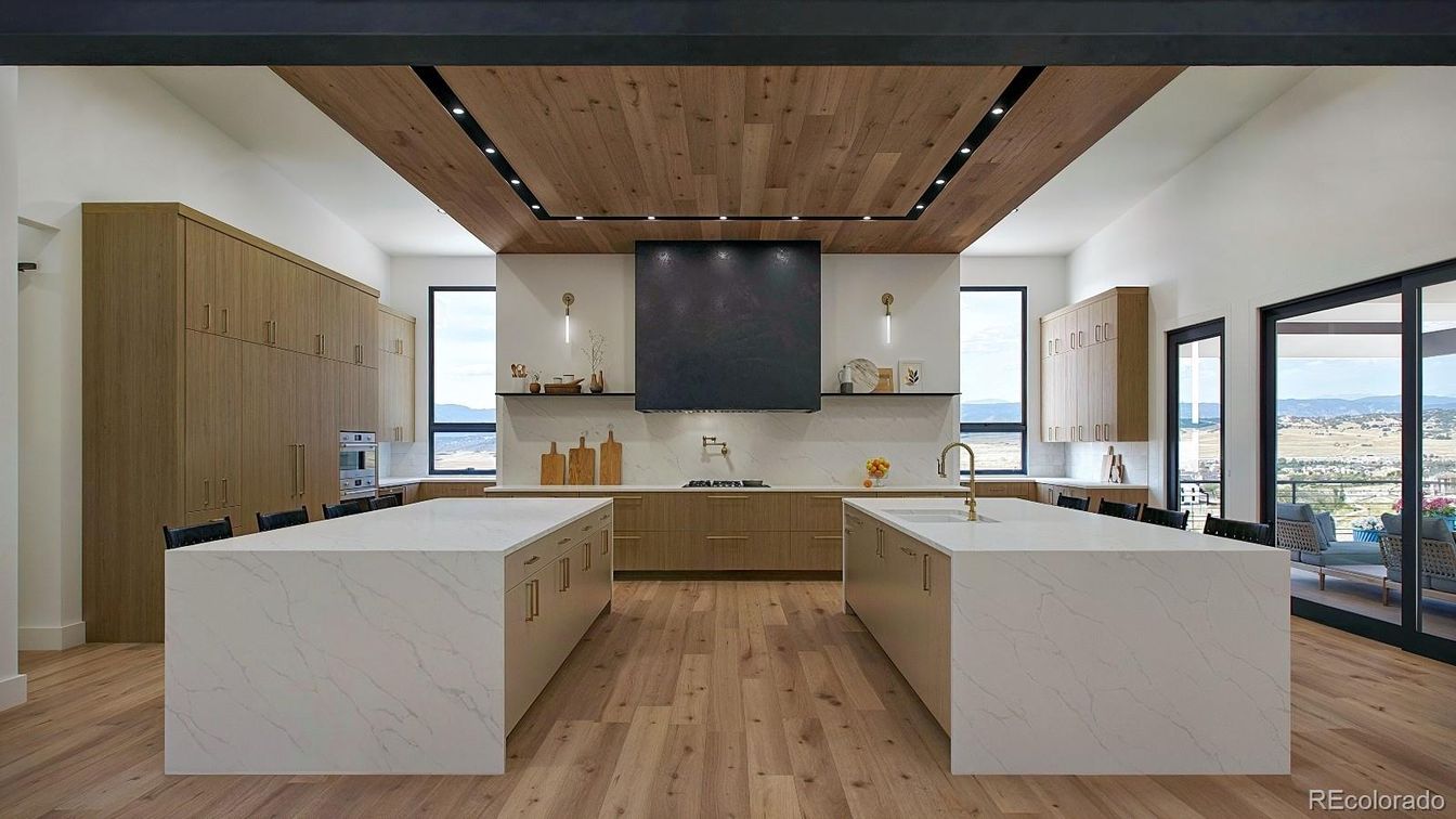 Interior, Kitchen, Recessed Lighting, Wooden Ceilings, Wood Texture Flooring