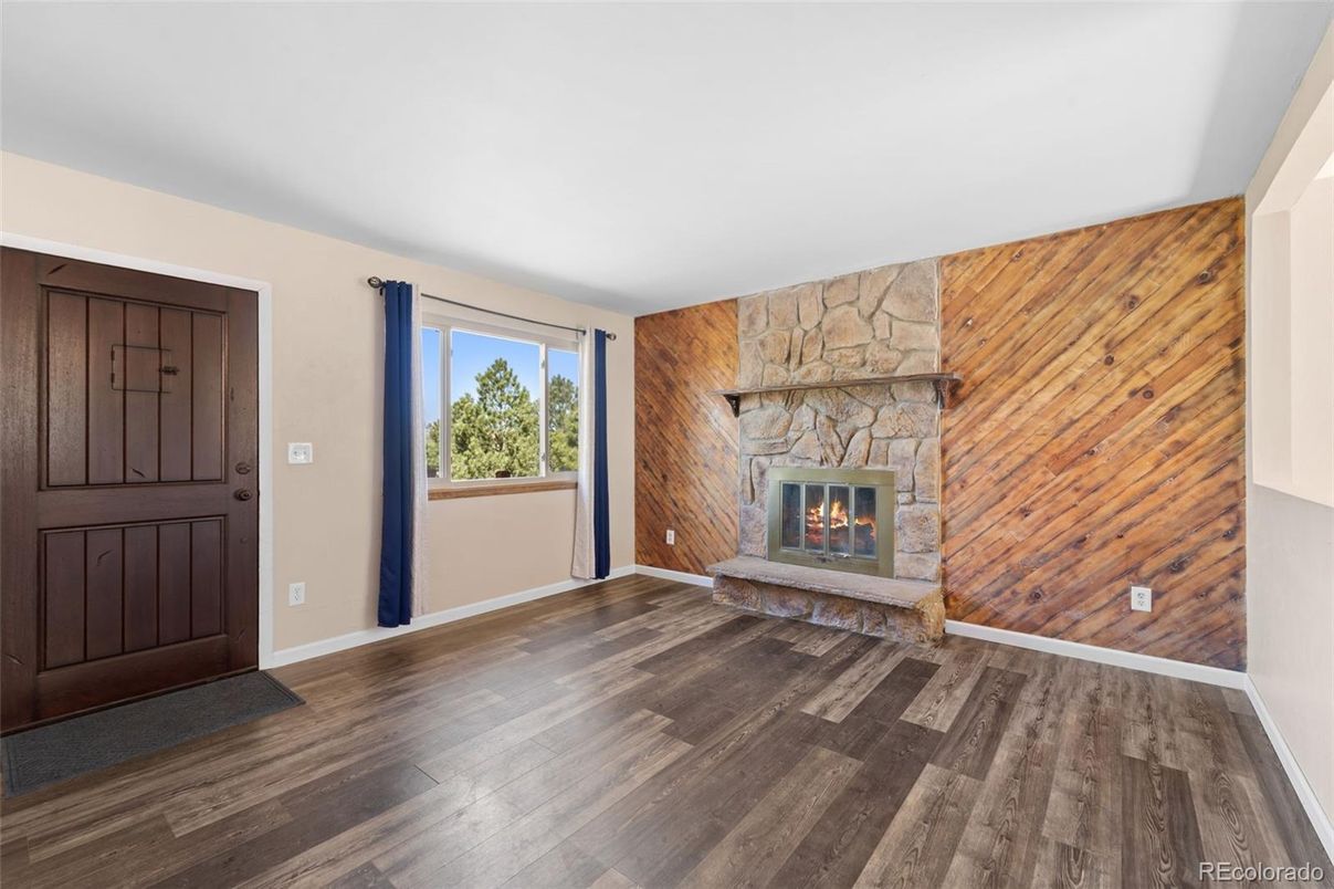 Fireplace, Interior, Wood Texture Flooring, Wooden Walls
