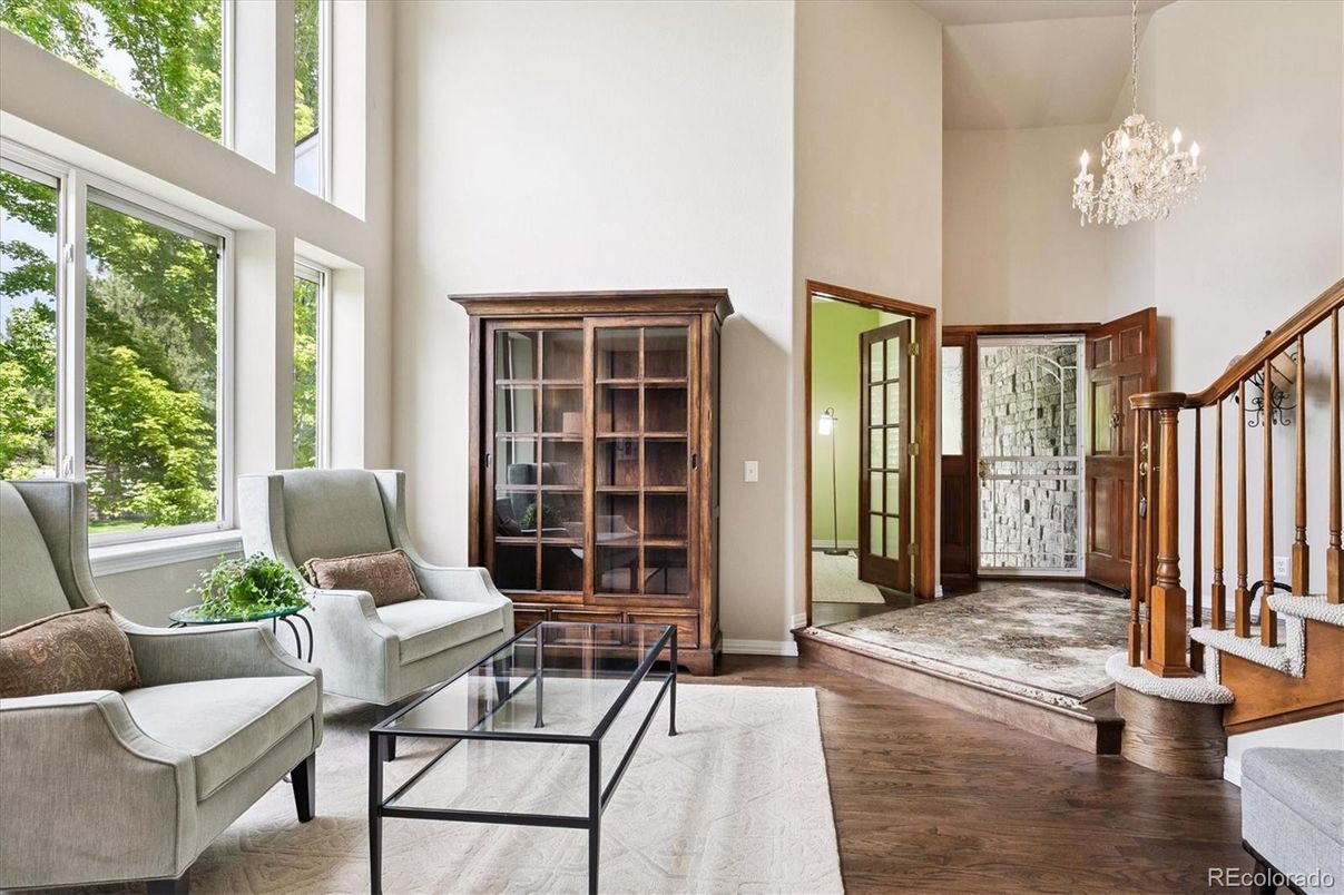Chandelier, Interior, Living room, Wood Texture Flooring
