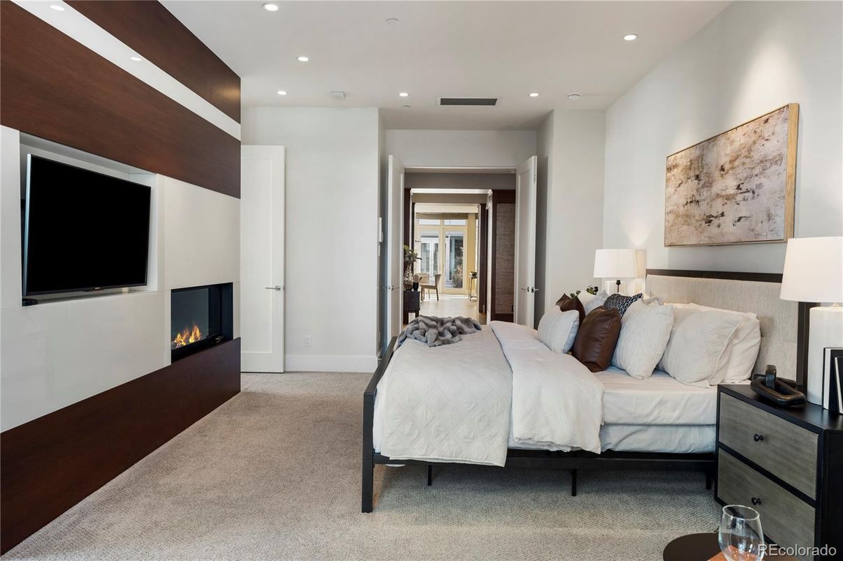 Bedroom, Fireplace, Interior, Recessed Lighting
