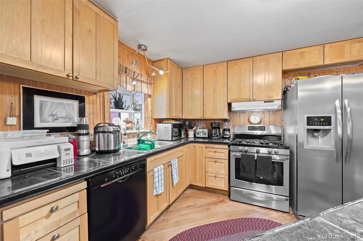 Interior, Kitchen, Stainless Steel Appliances, Wood Texture Flooring
