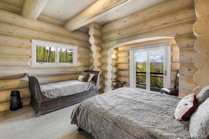 Bedroom, Interior, Recessed Lighting, Wooden Beams, Wooden Walls
