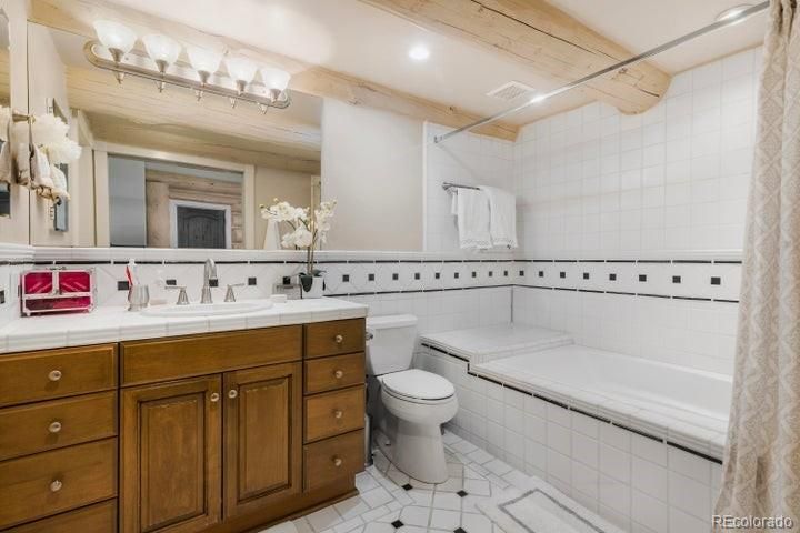 Bathroom, Interior, Recessed Lighting, Tile Countertops