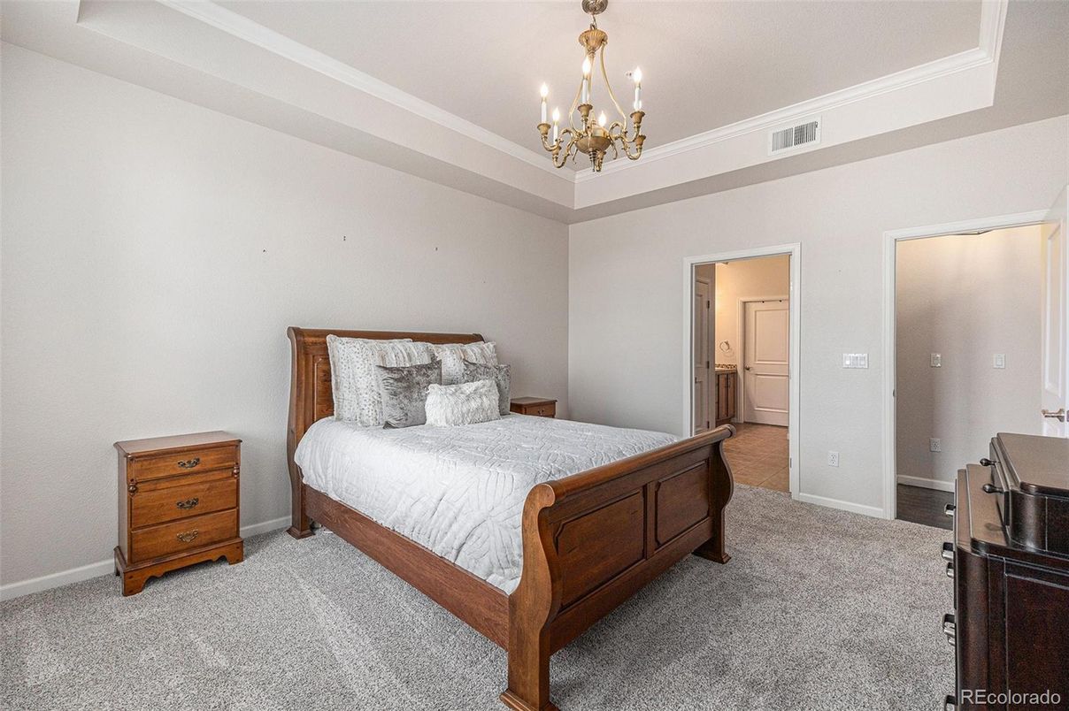 Bedroom, Chandelier, Interior