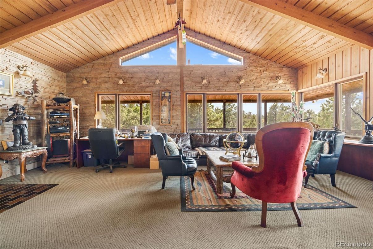 Home Office, Interior, Living room, Stone Walls, Wooden Beams, Wooden Ceilings, Wooden Walls