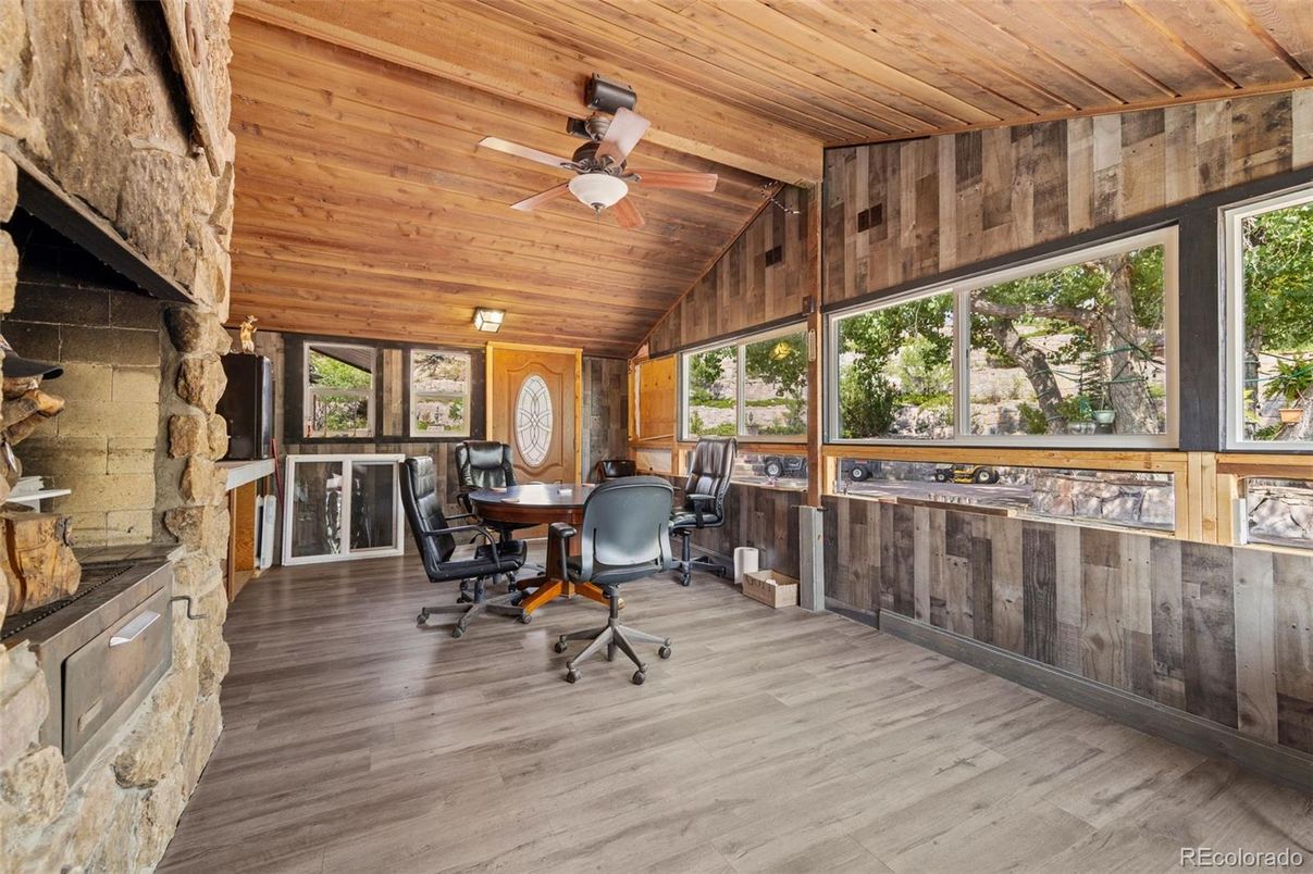 Home Office, Interior, Wooden Ceilings, Wood Texture Flooring, Wooden Walls