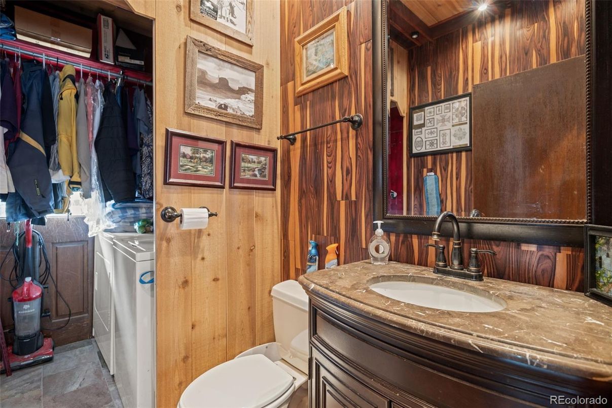 Bathroom, Interior, Washer, Wooden Walls