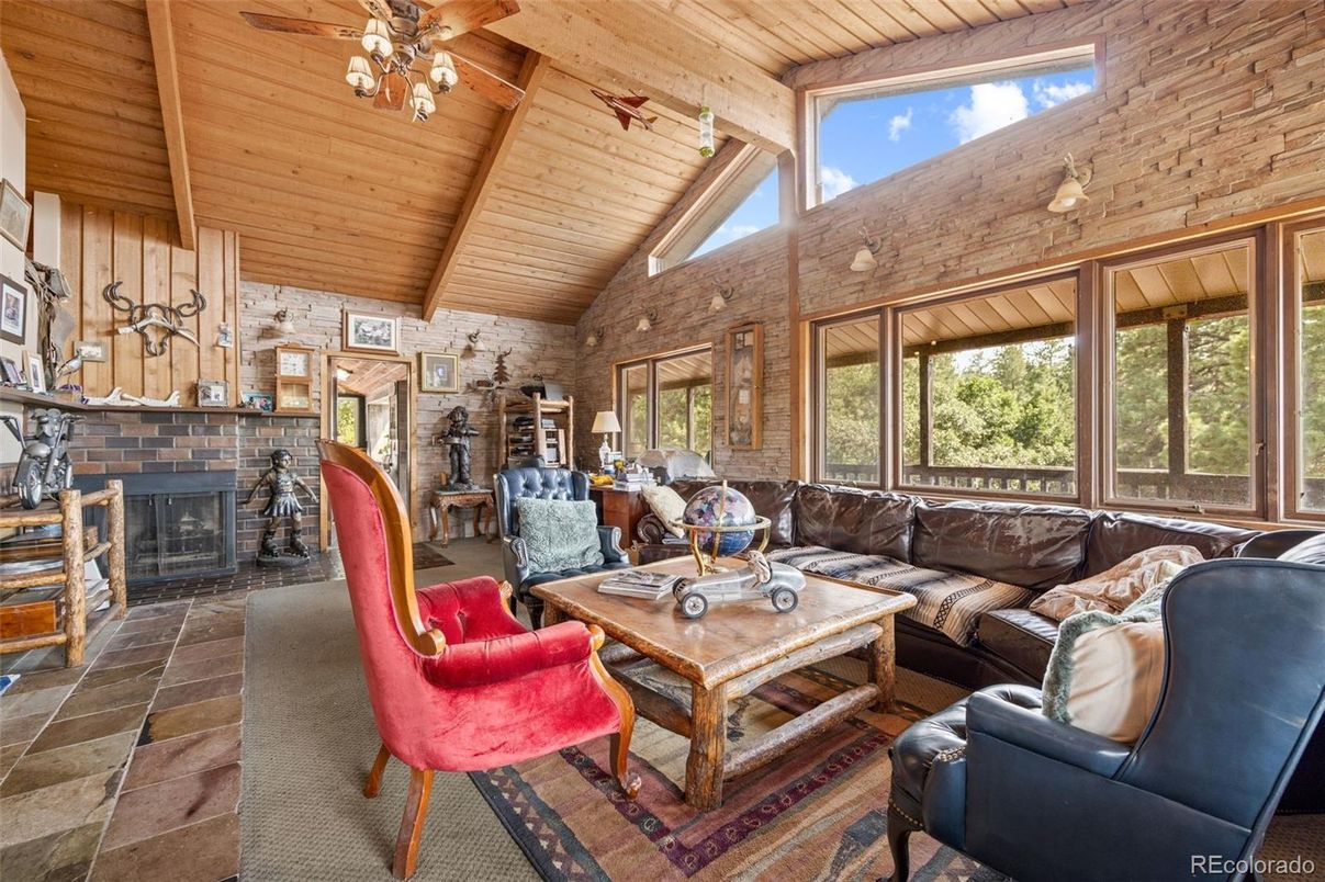 Fireplace, Interior, Living room, Wooden Beams, Wooden Ceilings, Wooden Walls
