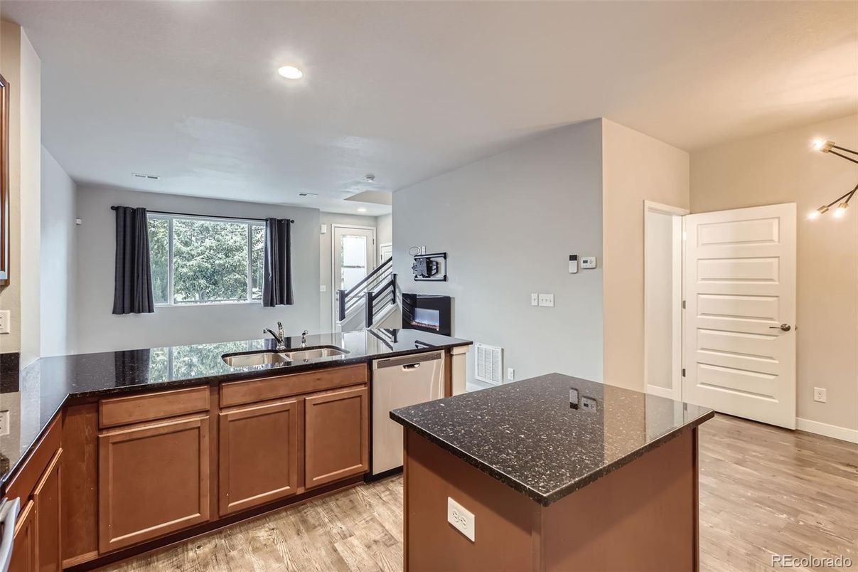 Interior, Kitchen, Recessed Lighting, Wood Texture Flooring