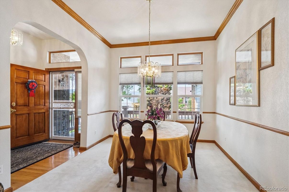 Chandelier, Dining room, Interior, Wood Texture Flooring